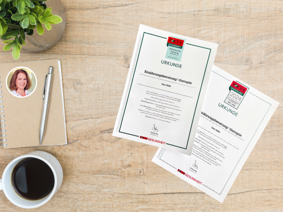 Vera Hille wird als Ernährungstherapeutin bei PEAK FORM auf der FOCUS Liste für Gesundheitsberufe geführt